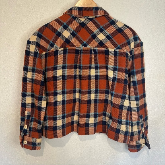 Faherty Surf Flannel Cropped Plaid Button-Up Shirt - Picture 9 of 11